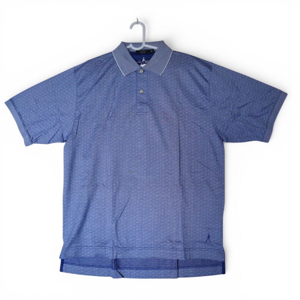 Johnnie Walker Men's XL Embroidered Geometric Polo Golf Casual Shirt Purple NEW
